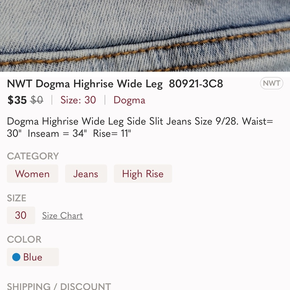 Dogma Distressed High Rise Straight Jeans Side Slit Hem - Picture 5 of 13